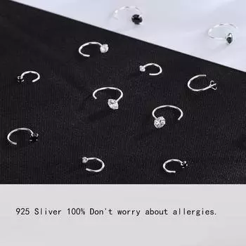 Проколотые уши Женские серьги-гвоздики Серьги из стерлингового серебра Серьги в корейском стиле Маленькие серьги-кольца 6mm белый