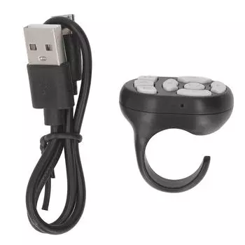 Прокручивающееся кольцо Bluetooth-камера Видеозапись Пульт дистанционного управления Беспроводной пульт дистанционного управления затвором Перелистывание страниц для IOS чёрный