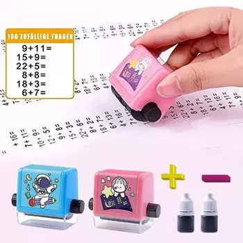 Прокрутите штампы для случайной практики математики. Несколько обучающих математических вопросов. Товары для домашнего учителя.