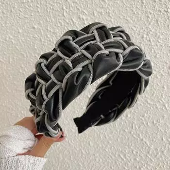 PROLY Новая Мода Большой Размер Широкий Боковой Ободок для Волос Ручной Работы Плетеный Ободок Винтажный Тюрбан Осенние Аксессуары для Волос