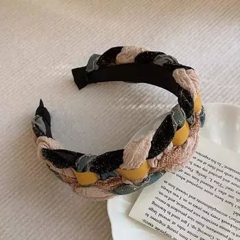 PROLY Новая Мода Осень Зима Повязка на Голову Широкая Плетеная Лоскутная Шапка Взрослая Ручной Работы Тюрбан Аксессуары для Волос