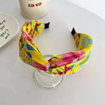 PROLY Новая Мода Повязка на Голову для Женщин Широкая Боковая Цветочная Головной Убор Перекрещенный Узел Повседневный Богемный Тюрбан Аксессуары для Волос