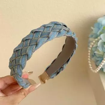 PROLY Новая Мода Повязка на Голову Ручной Работы Плетеный Головной Убор Однотонный Джинсовый Тюрбан Осенние Аксессуары для Волос