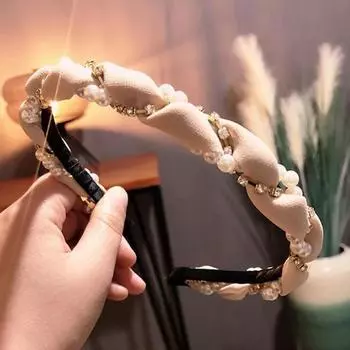 PROLY Новая Мода Женская Повязка для Волос Свежий Горный Хрусталь Жемчуг Ободок Классический Плетеный Головной Убор Взрослые Аксессуары для Волос