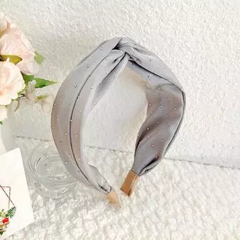 PROLY Новая Мода Женская Повязка на Голову Широкая Боковая Повязка для Волос со Стразами Центральный Узел-Крест Тюрбан Летние Аксессуары для Волос для Девочек