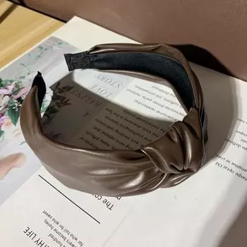PROLY Новая Мода Женская Повязка на Голову Широкая Боковая Повязка для Волос из ПУ Кожи Центральный Узел Тюрбан Осенний Головной Убор Взрослые Аксессуары для Волос