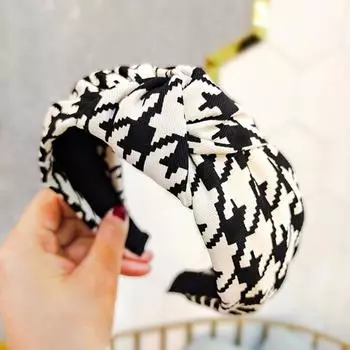 PROLY Новая Мода Женская Повязка на Голову Широкая Классическая Повязка для Волос с Узором «Тысяча Птиц» Тюрбан с Центральным Узлом Взрослые Аксессуары для Волос