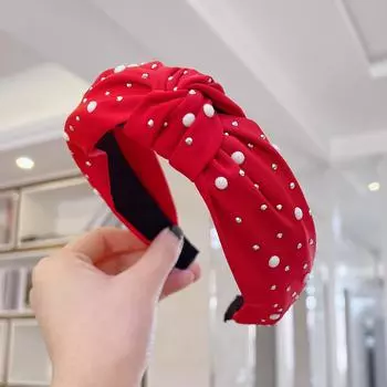 PROLY Новая Мода Женская Повязка на Голову Блестящие Жемчужины Стразы Повязка для Волос Узел Посередине Повседневный Головной Убор Аксессуары для Волос для Девочек