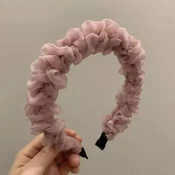 PROLY Новая Мода Женская Повязка на Голову Широкая Боковая Сетка Цветок Повязка для Волос Плиссированный Тюрбан Повседневный Мягкий Головной Убор Аксессуары для Волос