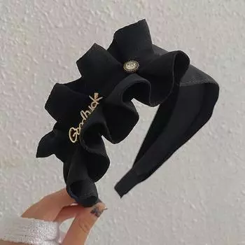 PROLY Новая Мода Женская Повязка на Голову Широкая Боковая Плиссированная Повязка для Волос Однотонный Тюрбан Девушки Блестящие Стразы Аксессуары для Волос