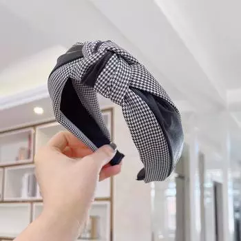 PROLY Новая Мода Женские Аксессуары для Волос ПУ Кожа Клетчатый Лоскутный Головной Убор Классическая Клетчатая Повязка на Голову