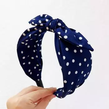 PROLY Новая Модная Повязка На Голову Для Женщин Широкая Боковая Повязка С Бантом Классический Тюрбан В Горошек Для Девочек Аксессуары Для Волос