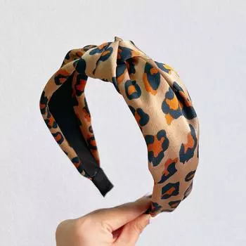PROLY Новая Модная Повязка на Голову для Женщин Узел По центру Леопардовая Ткань Повязка для Волос Повседневный Осенний Тюрбан Аксессуары для Волос для Девочек