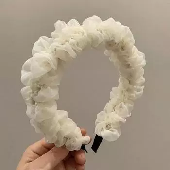 PROLY Новая Модная Повязка на Голову для Женщин Плиссированная Цветочная Повязка для Волос Однотонный Головной Убор для Девочек Осенние Аксессуары для Волос