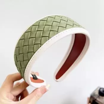 PROLY Новая Модная Повязка на Голову для Женщин Широкая Боковая Кожаная Повязка для Волос Однотонный Плетеный Головной Убор Летние Аксессуары для Волос для Взрослых