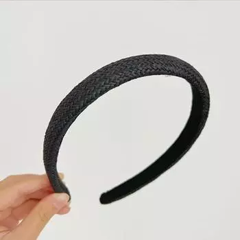 PROLY Новая Модная Повязка на Голову для Женщин Узкая Боковая Повязка Однотонная Ручной Работы Соломенное Плетение Тюрбан Повседневный Летний Головной Убор