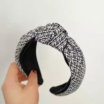 PROLY Новая Модная Повязка На Голову Для Женщин Широкая Повязка Для Волос С Узлом Посередине Тюрбан Взрослый Классический Клетчатый Тюрбан Зимние Аксессуары Для Волос