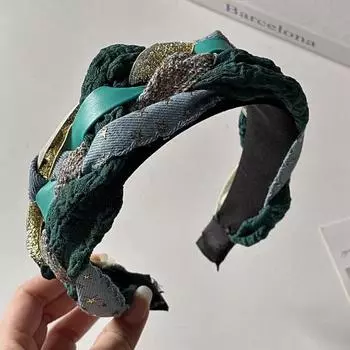 PROLY Новая Модная Повязка на Голову для Женщин Широкая Плетеная Повязка для Волос Зимний Тюрбан Лоскутная Принадлежность для Волос для Взрослых