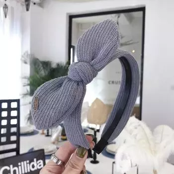 PROLY Новая Модная Повязка на Голову для Женщин с Боковым Бантом, Вязаный Тюрбан, Осенние Классические Аксессуары для Волос Оптом