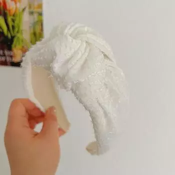 PROLY Новая Модная Повязка На Голову Для Женщин Широкая Боковая Кружевная Отделка Головной Убор Однотонный С Центральным Узлом Головной Убор Взрослый Летний Аксессуар Для Волос