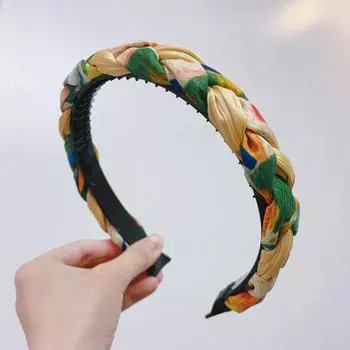 PROLY Новая Модная Повязка На Голову Для Женщин Ручной Работы Плетеная Повязка Для Волос Осенний Стиль Живописи Маслом Винтажный Головной Убор Узкая Боковая Повязка Для Волос