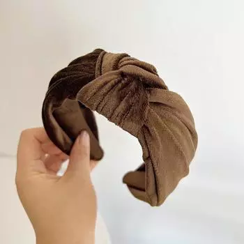 PROLY Новая Модная Повязка на Голову для Женщин Широкая Теплая Канареечная Бархатная Ткань Повязка для Волос Центральный Узел Повседневные Зимние Аксессуары для Волос