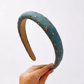 PROLY Новая Модная Повязка на Голову для Женщин Сияющие Звезды Ободок Классический Джинсовый Тюрбан для Девочек Аксессуары для Волос