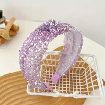 PROLY Новая Модная Повязка На Голову Для Женщин Блестящая Сетка С Пайетками Повязка На Голову Для Девочек Тюрбан С Узлом Посередине Головной Убор Аксессуары Для Волос