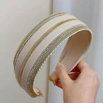 PROLY Новая Модная Повязка На Голову Для Женщин ПУ Кожа Повязка На Голову Повседневный Стразовая Цепочка Головной Убор Взрослые Аксессуары для Волос