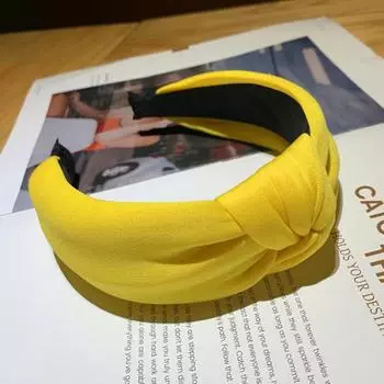 PROLY Новая Модная Повязка На Голову Для Женщин Однотонная Мягкая Губчатая Повязка На Голову С Узлом Посередине Головной Убор Весна Лето Аксессуары Для Волос