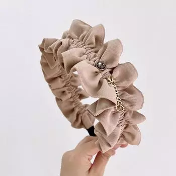 PROLY Новая Модная Повязка на Голову для Женщин Широкая Боковая Плиссированная Повязка для Волос с Цветком Боковая Надпись Стразы Головной Убор Аксессуары для Волос