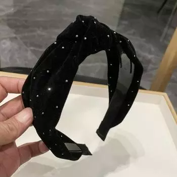 PROLY Новая Модная Повязка На Голову Для Женщин Широкая Боковая Повязка Для Волос Осень Узел По Центру Стразы Головной Убор Взрослые Аксессуары Для Волос