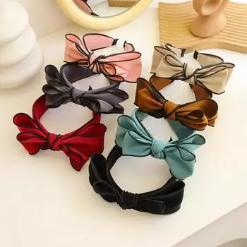 PROLY Новые модные аксессуары для волос для женщин, большой двухслойный ободок с бантом, однотонная свежая повязка для волос, оптовая продажа синий