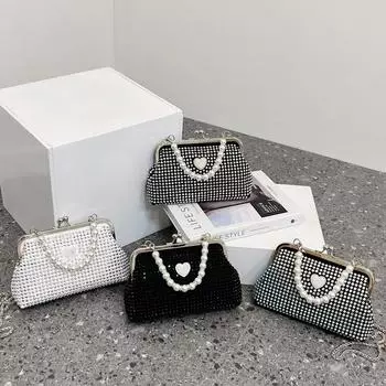 PROM Женская сумка 2023 Трендовая сумка-клатч с бриллиантовой инкрустацией Роскошные дизайнерские женские сумки через плечо для вечеринок Сумка чёрный