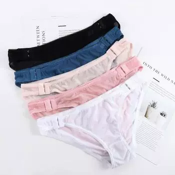 Промежность Сексуальный Крючок Регулируемые Прозрачные Низкая Посадка Кружевные Трусы Нижнее Белье Сетка Трусики Интим S-M