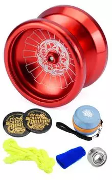 Промежуточный металлический йо-йо-спин-шестеренчатый гаджет Metal Spin для начинающих, совместимый с привязкой (красный) красный