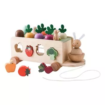 Promise Babe Shape Matching Wooden Puzzle Carrot Educational Toy Montessori Shaping Rabbit Farm Carrot Cutting Geometric Recognition Color Recognition