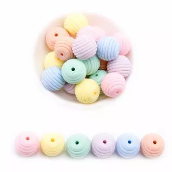 Promise Babe Silicone Beads Striped Beads Pastel Colors 4 Colors Pieces Handicraft Supplies Accessory Parts Handmade Supplies 15mm/60