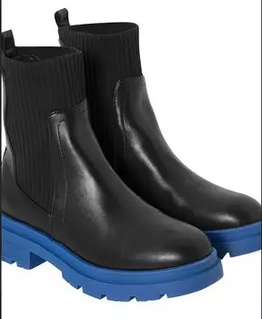 PROMOD ЧЕРНЫЕ ЖЕНСКИЕ БОТИНКИ НА СИНОМ КАБЛУКЕ 37