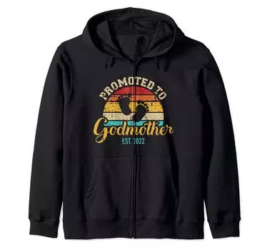 Promoted to Godmother 2022 Vintage Retro Zip Parka чёрный