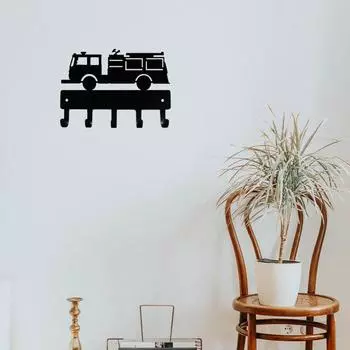 Рекламная вешалка для ключей в виде пожарной машины, 5 крючков, крючки шириной 6 дюймов / 9 дюймов, аксессуары для ванной комнаты, вешалка для прихожей, железное искусство бронзовый