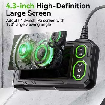 Промышленная эндоскопическая камера 4,3 дюйма 1080P с одним объективом для осмотра автомобильных труб с водонепроницаемым полужестким кабелем IP67 1M