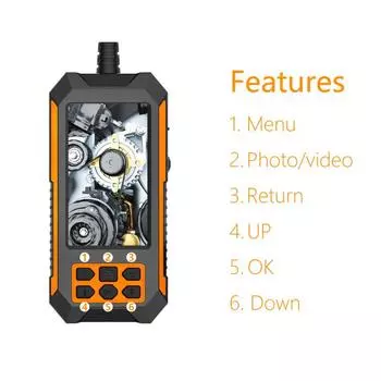 Промышленная эндоскопическая камера с двойной камерой 1920*1080P/2592*1944P 8 светодиодов IP68 водонепроницаемая инспекционная камера с дисплеем 4,5” чёрный