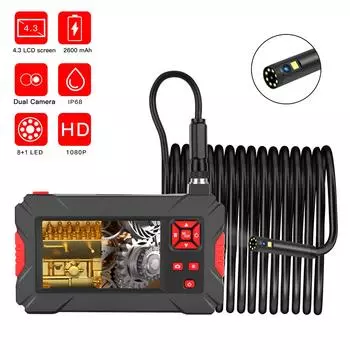 Промышленная камера эндоскопа с двойной камерой 1920*1080P 8+1 светодиодная лампа IP68 водонепроницаемый осмотр чёрный