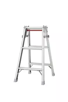 Промышленная лестница-стремянка Hasegawa One Touch 3 Tiers Silver (С баром) РД-09б (0,81м) (10261) [Модель 2022 г.] серебряный