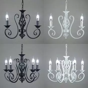 Промышленная люстра из кованого железа на 3, 5, 6 ламп, винтажный подсвечник, ретро, черно-белый подвесной светильник, оптовая продажа without bulb