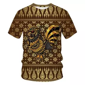 Промышленная металлическая футболка с изображением головы петуха, мужская/женская футболка с 3D принтом, футболка с круглым вырезом и короткими рукавами, летние футболки XXXXXXL