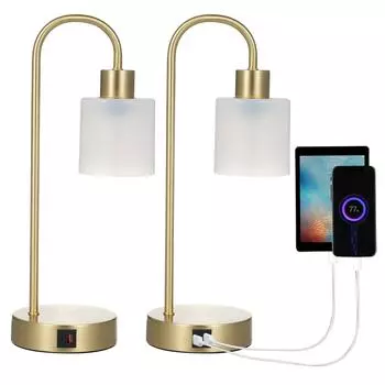 Промышленная настольная лампа, винтажная настольная лампа в стиле ретро с лампочкой 8 Вт, прикроватная тумбочка US Plug золотой