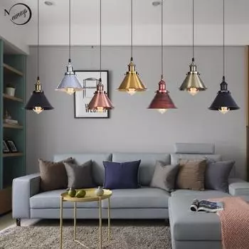 Промышленная ретро-лофт латунная люстра E27 гостиная столовая кухня коридор проход балкон чёрный