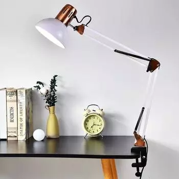 Промышленная складная светодиодная настольная лампа с зажимом E27 телескопическая поворотная рукоятка лампа для чтения в общежитии прикроватная детская настольная лампа E27 NO Bulb&US Plug белый